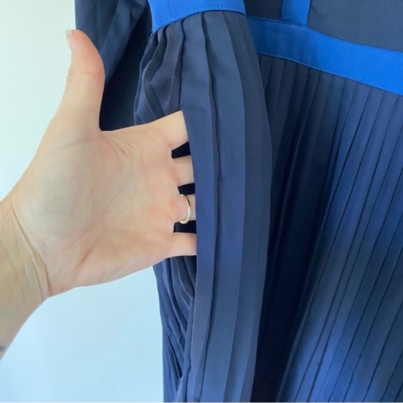 ModCloth Just My Typist Dress Women’s Sz 20 Pleated, Button Front Navy Blue - Picture 11 of 13